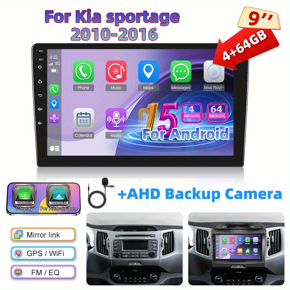 [4gb+64gb] 9" 15 Car Stereo Radio For 2010-2016 / Auto 4k Touchscreen 5.0 Backup Camera Built-in Dsp Swc Fm Multi-language Support