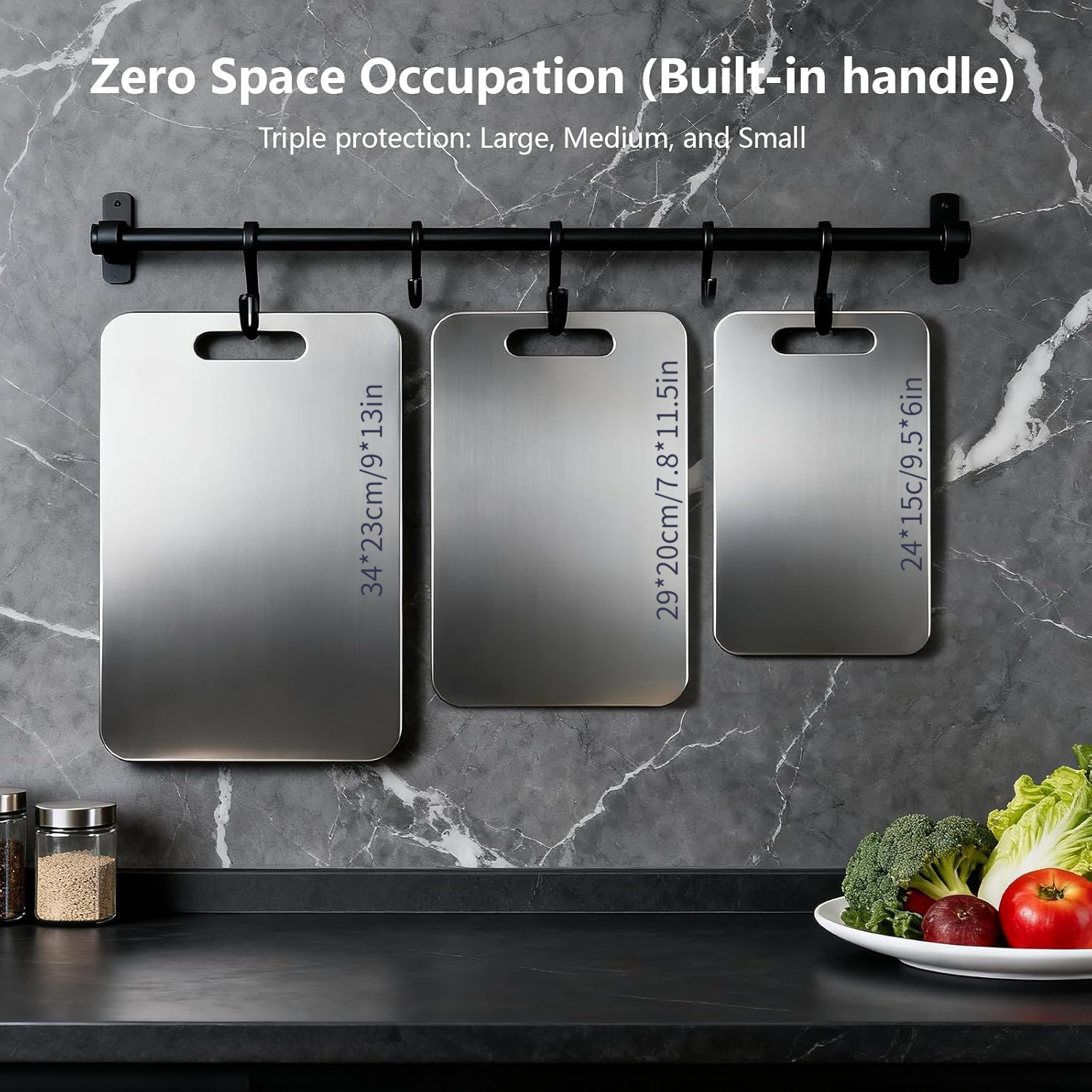 3-pack Titanium Cutting Boards For Kitchen, Non-slip & Double-sided Design, Titanium Food-grade Non Toxic Cutting Board, Knife-friendly, Dishwasher Safe