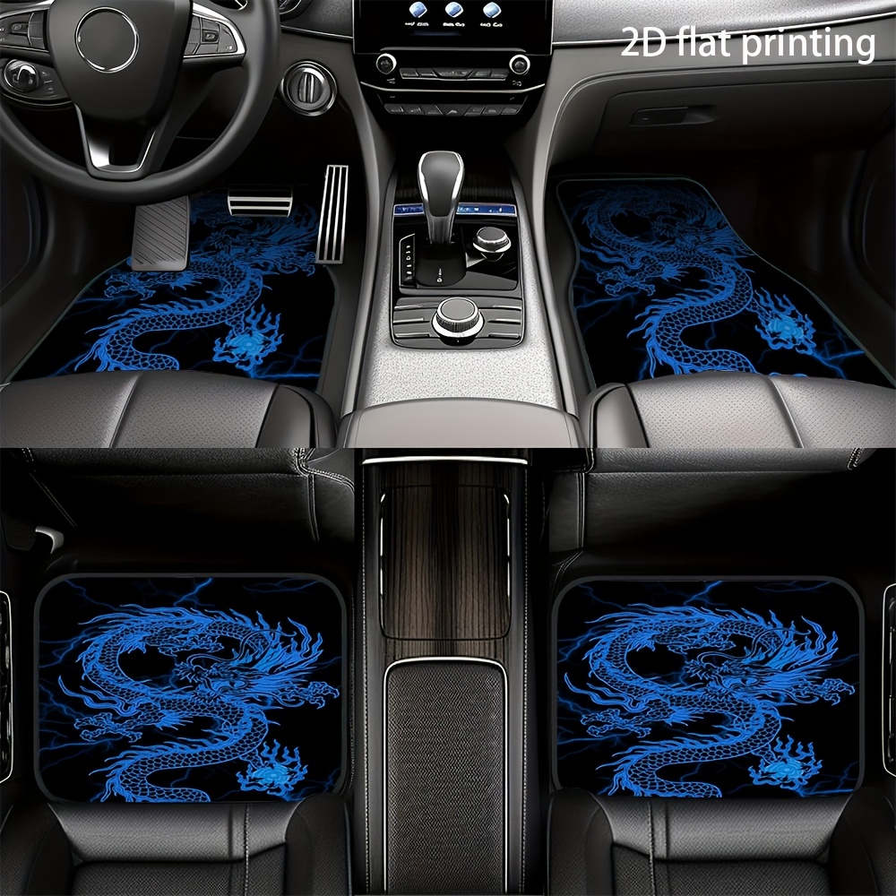 TEMU A Set Of 4 Car Floor Mats Featuring A Dragon Pattern, Made From Universal Material, Suitable For Front And Rear Seats, Washable, Automotive