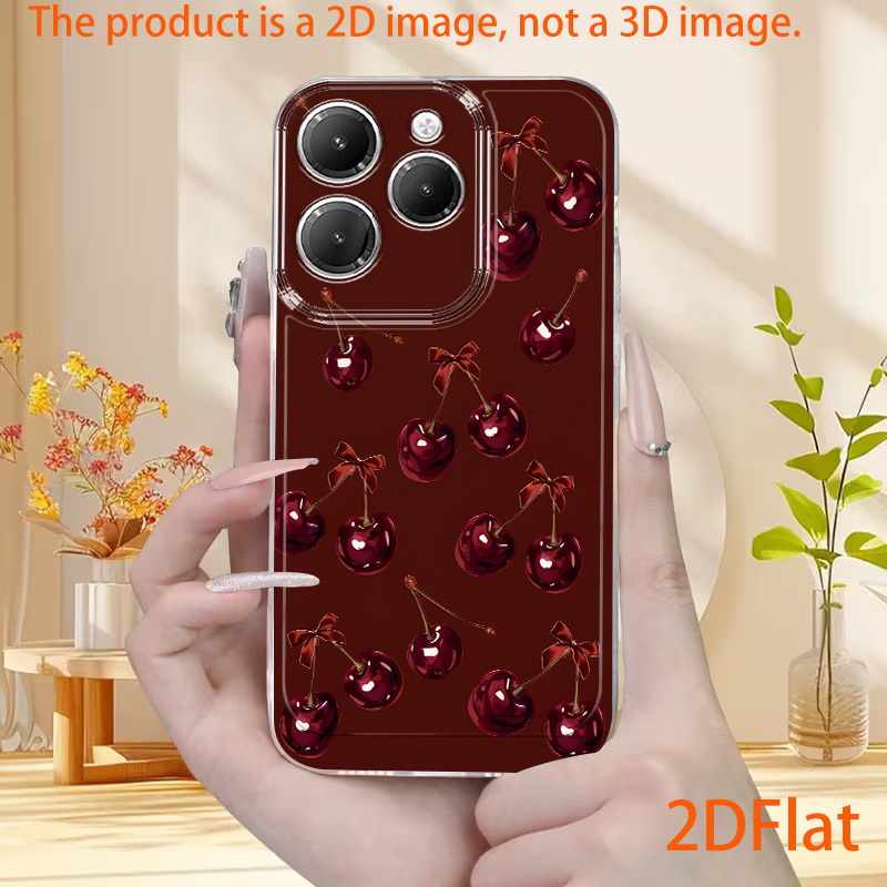 item picture phone case 2d flat cherry bow tie suitable for   hot9 hot10 hot10play hot11 hot11s nfc hot12 hot12i hot12play hot20s hot30 hot30i hot30play    pro note30 hot10lite a70 a80   design personalized full coverage protection pho