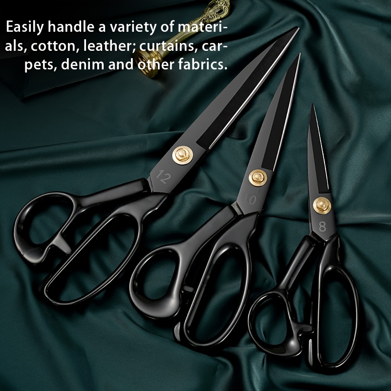 black handle carbon steel sharp heavy duty tailor scissors suitable for fabric leather crafts ergonomic handle ideal for sewing trimming office christmas perfect gift sewing supplies additions