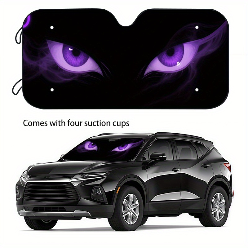 TEMU 1pc Car Windshield Sunshade For Uv Protection And Cooling, Interior Cooling, , Blocks Harmful , Includes Suction Cups, Foldable Sunshade,
