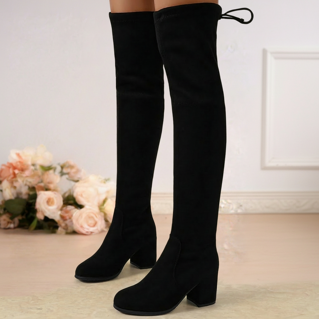 TEMU Stylish And Professional Knee-high Boots For Women With A Chunky Heel And Lace-, Perfect For . Trendy And Versatile Long Boots Are Ideal For