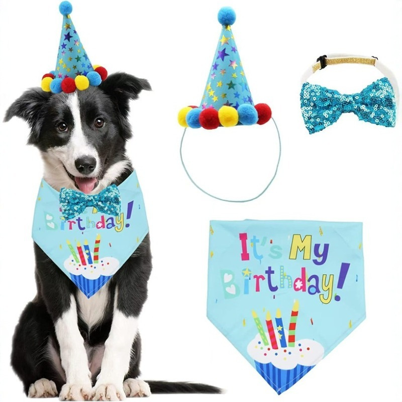E-shop 3er-Set Haustier-Hund Geburtstagsmütze, Hund Geburtstagsdekorationen, Hund Geburtstags-Stirnband, Hund Geburtstagsparty Zubehör,