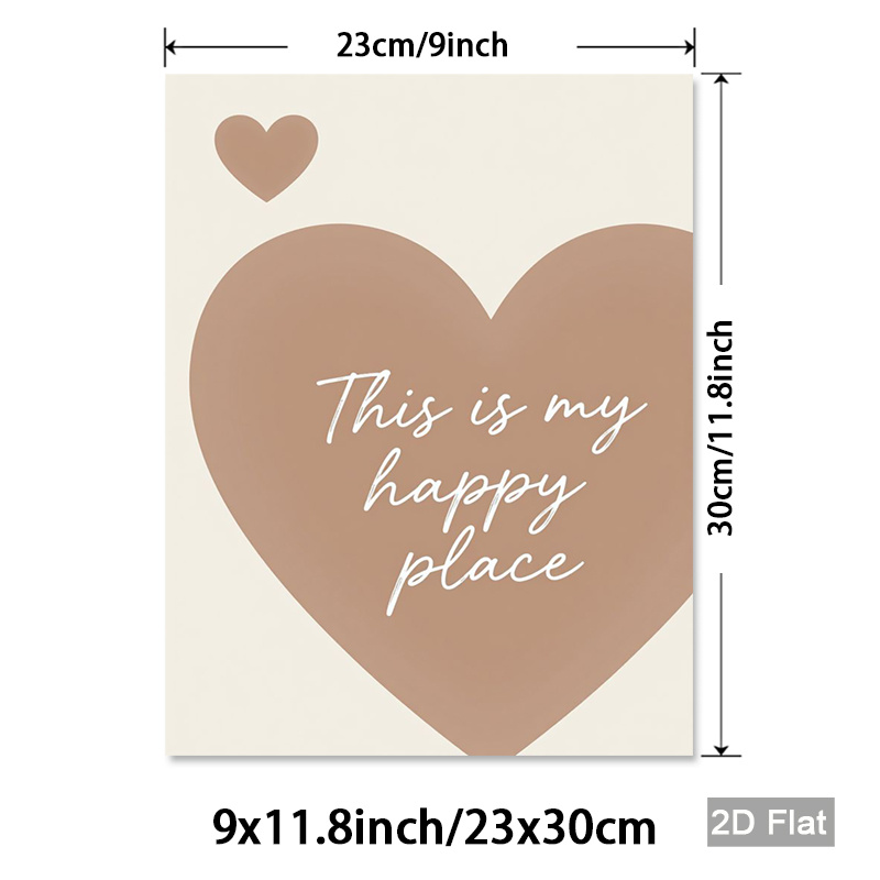 TEMU 2d Flat, 1pc Minimalist Modern Vertical Heart Wall Decor Poster - Frameless Vertical Suitable For Living Room, Bedroom,, Office - Retro Canvas
