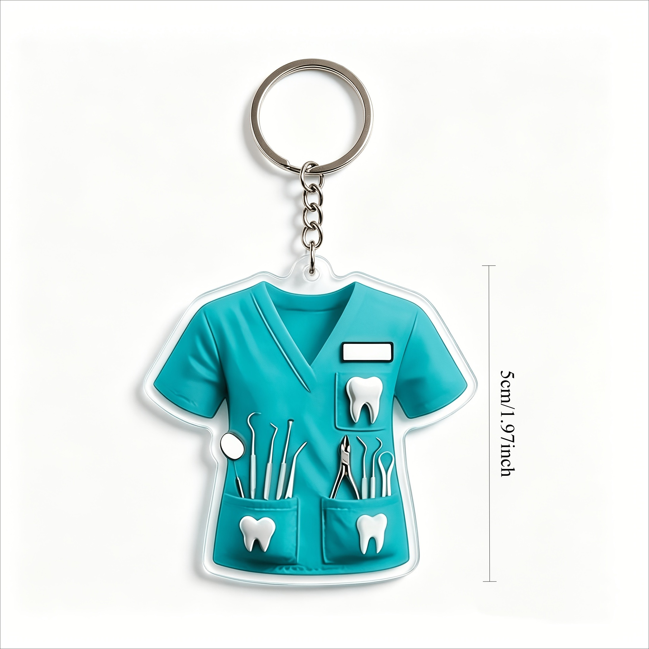 TEMU 2D Plat, Het Perfecte Cadeau voor Tandheelkundige Professionals. Acryl 2D Sleutelhanger, Shirt, Tandheelkundig Gereedschap. Auto-accessoires,