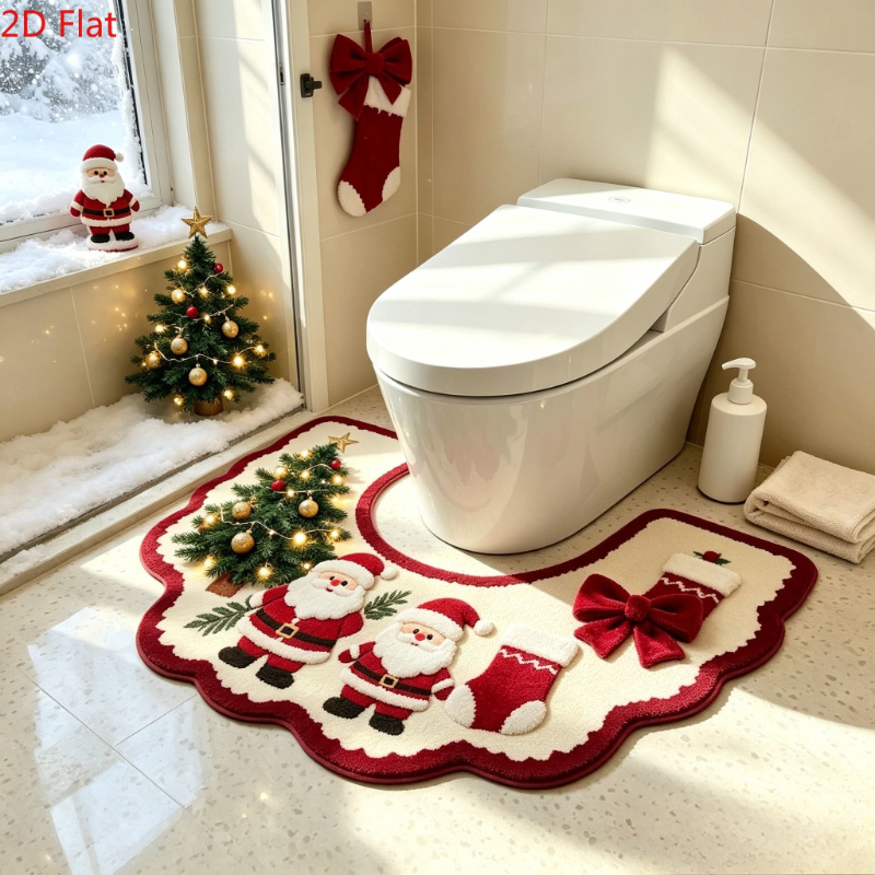TEMU U-shaped Suitable For Toilet Rug With Lace Trim & Thin Pile - Soft Plush Suitable For Bathroom, Bedside, Living Room, Machine Washable Non-slip
