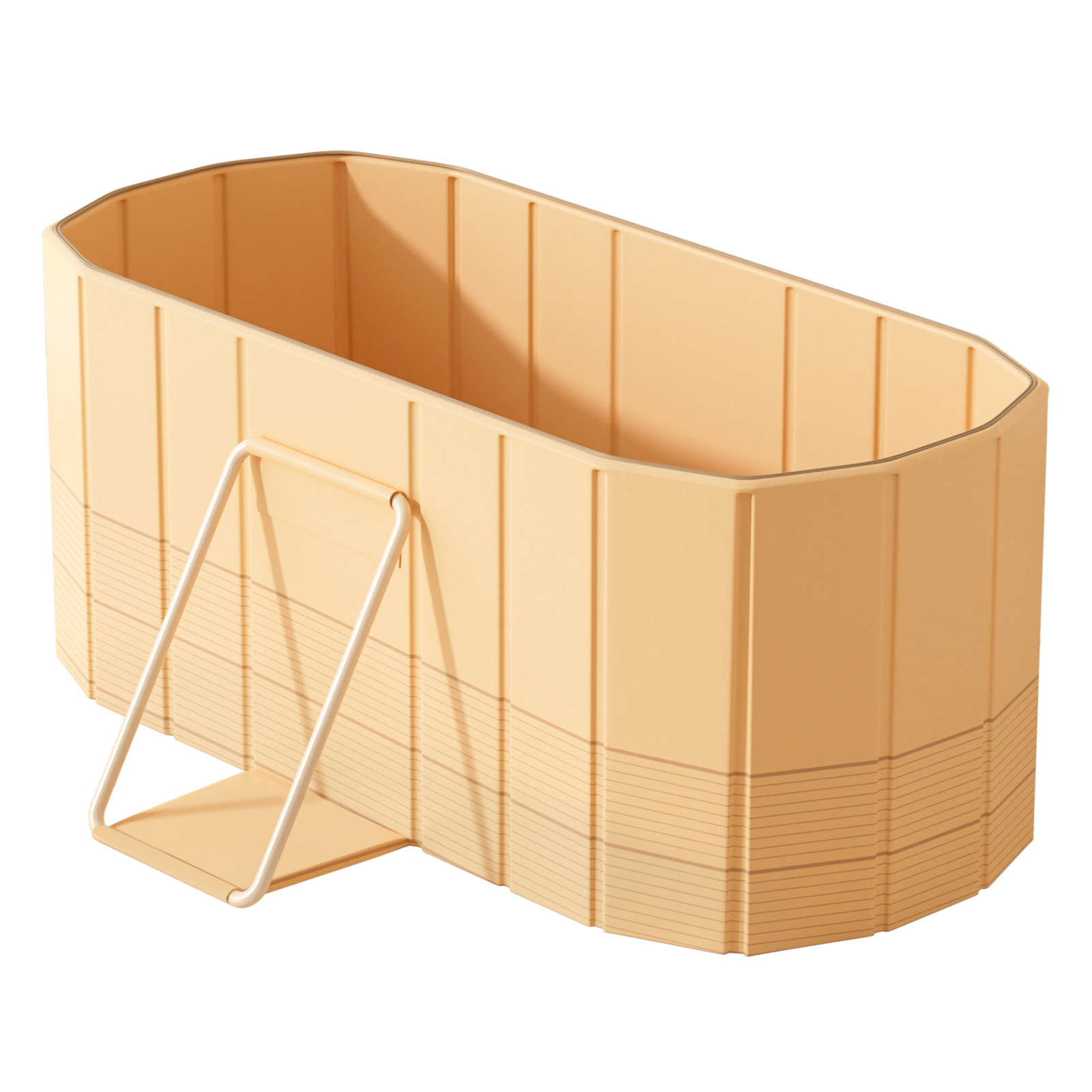 TEMU Bac de trempage pliant portable avec couvercle chaud et support en métal, bain de trempage épaissi à , pour salle de bain avec douche spa pour