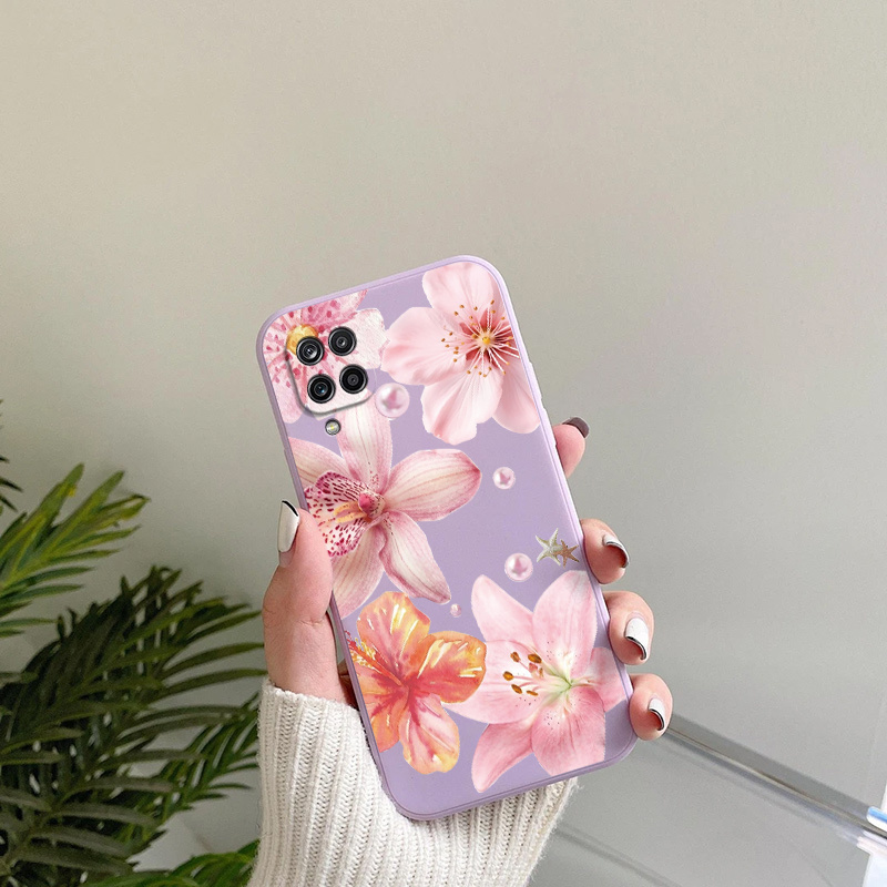 TEMU Flower Pattern Cover Phone Case Is Compatible For Galaxy A12 With A Shockproof Matte Back. Without Losing Personality, Unique Visual Effect Soft
