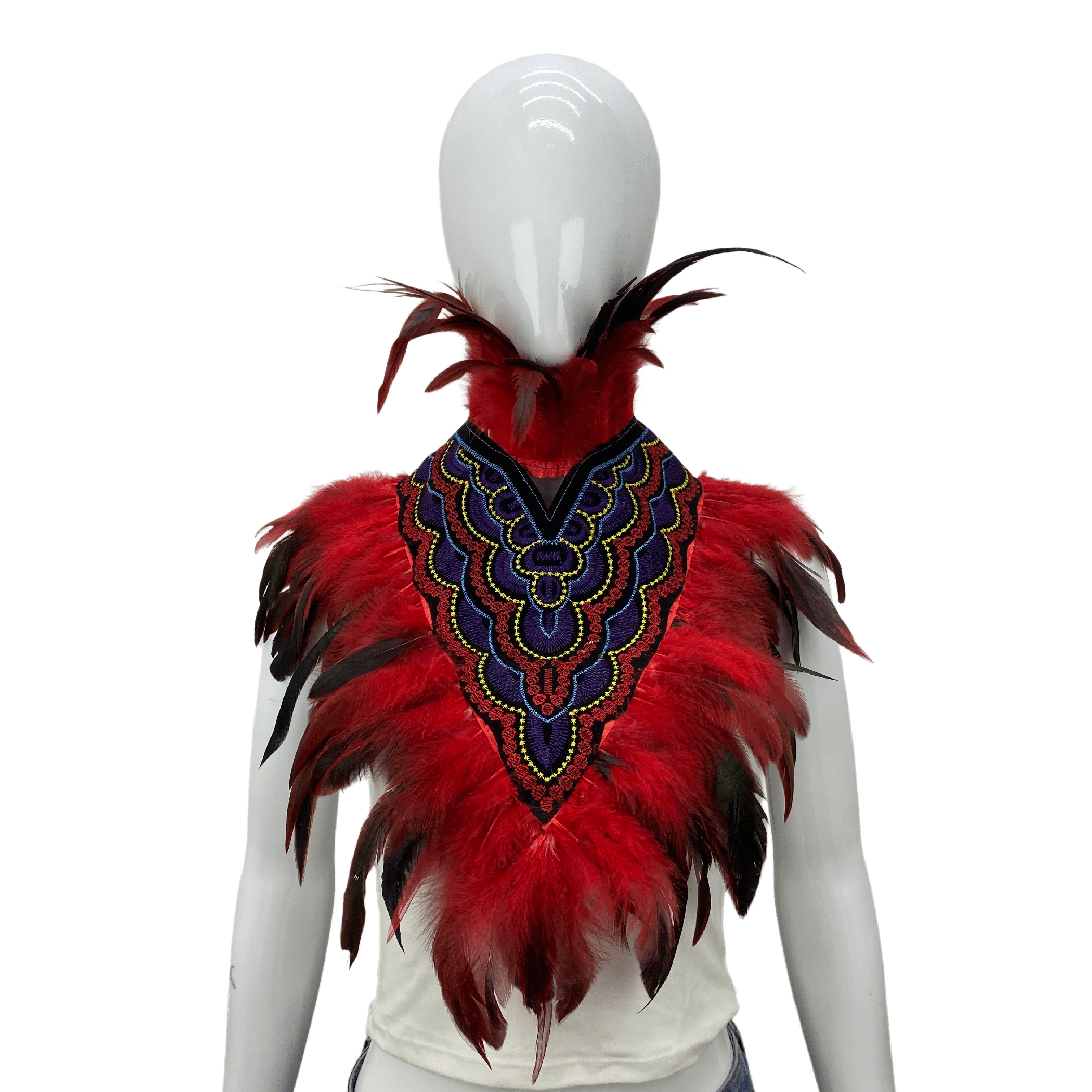 TEMU Carnival Colorful Artificial Feather Shoulder Cape, Ethnic Performance Accessory Shawl, Party Photo Prop, Halloween Festival Costume, Christmas