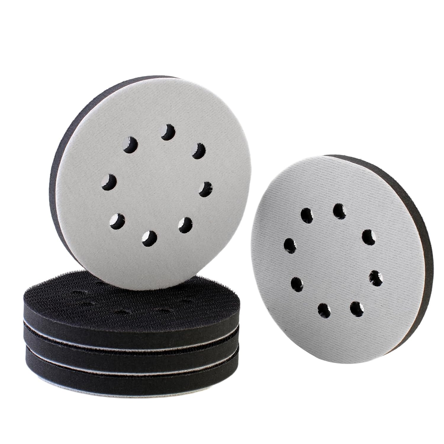 E-shop 2er/5er Pack 5-Zoll 8-Loch Schaum-Schleifpads/Polierschwabbelpads mit Dämpfung, 2er Pack Klett-Schaum-Schleifschwammpads für Exzenterschleifer