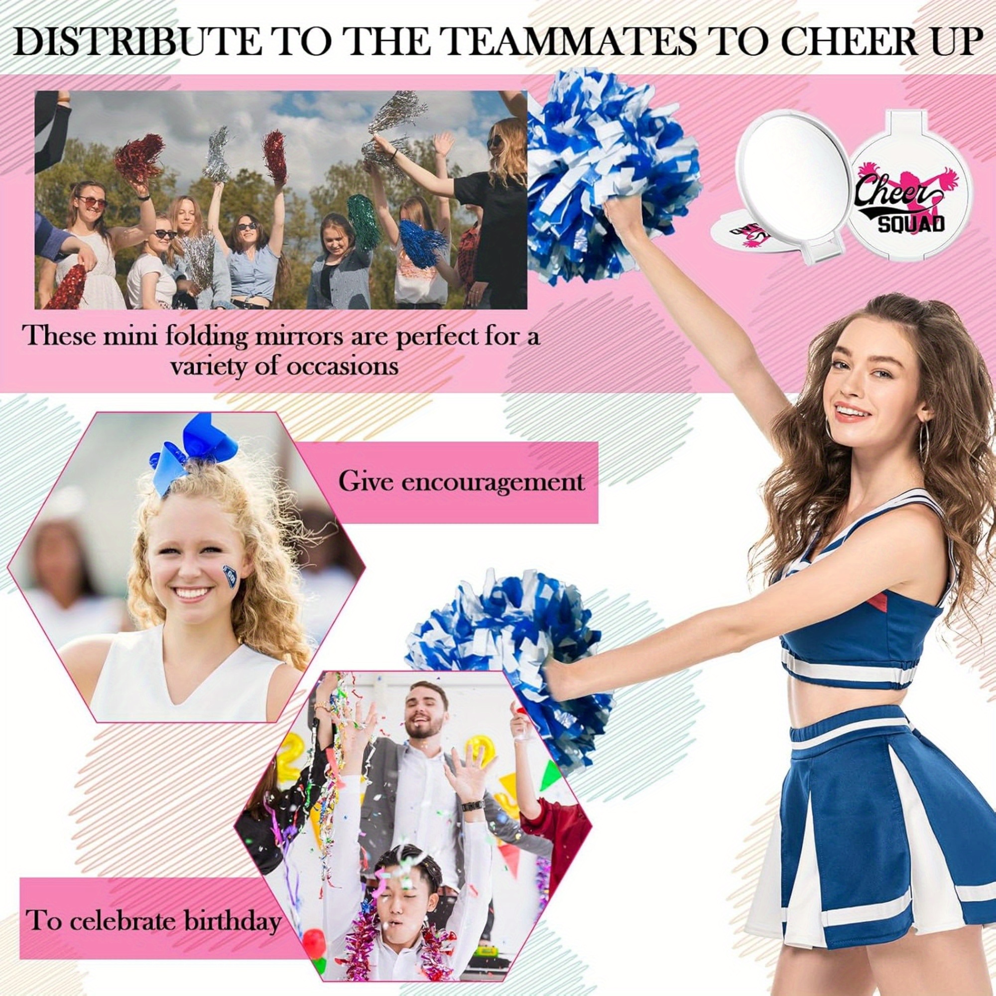 15 cheerleader mirrors gifts compact mirrors loose folding Temu