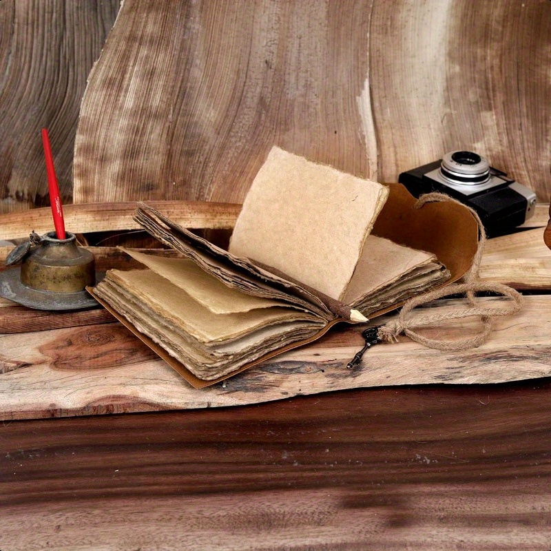handmade buffalo journal     edge notebook with antique key bookmark hand stitched binding rustic stitching 11x7 8x6 7x5 inch gift for writers artists travelers artists sketchbook   durable  