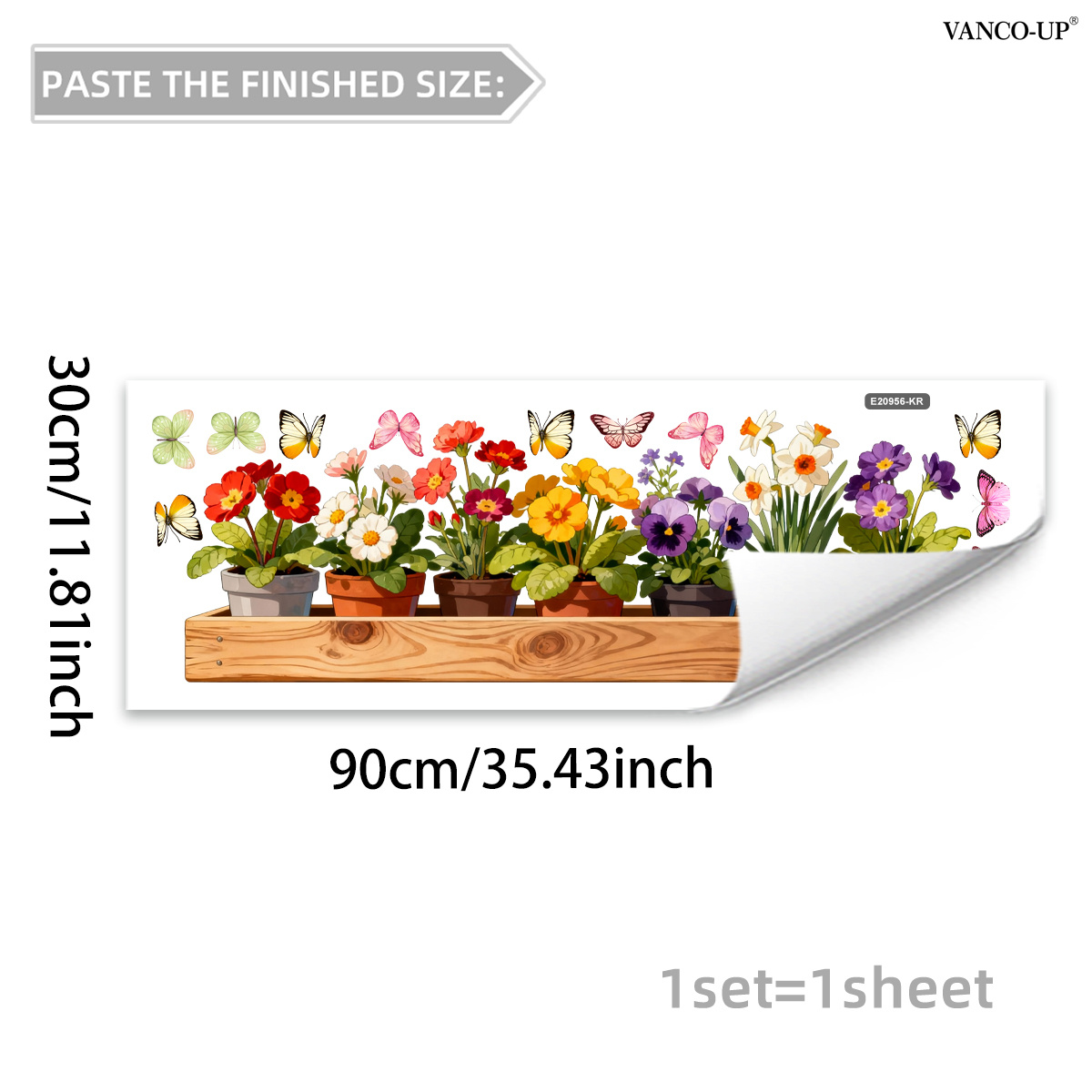 E-shop Ein 30*90 cm doppelseitiger statisch haftender Fensteraufkleber mit Schmetterlingen bunten Topffrüchten, geeignet für Hausfenster, Vitrinen