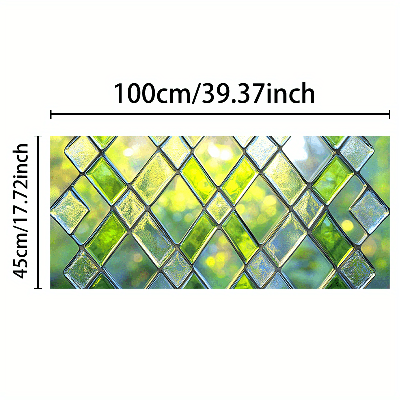 TEMU 1 stuks 2D Geometrisch Rhombus Gekleurde Glasraamfolie, Geschikt voor PVC Statische Kleef Decoratieve Raamstickers voor Deuren en Ramen, Ideaal