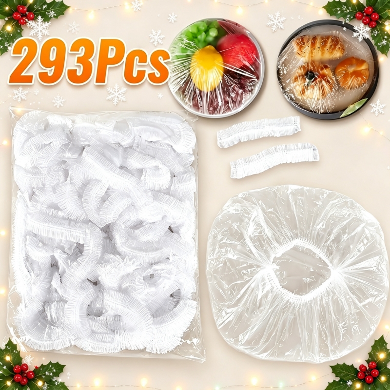 TEMU 293pcs High-quality Reusable Elastic Food Covers, With Stretch And Tear Resistance, Keeping , Preventing Dust And . Suitable For Large Bowls And