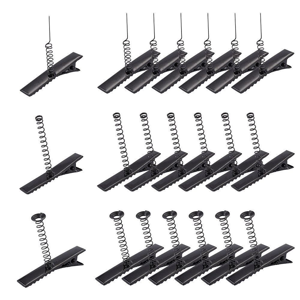 TEMU 30pcs 3 Styles Pinces à Cheveux Crocodile en Fer, avec Ressort, Noir, 40.5-41X10X34-48.5Mm, 10pcs/ Style, Idéal pour la Fabrication de Bijoux de