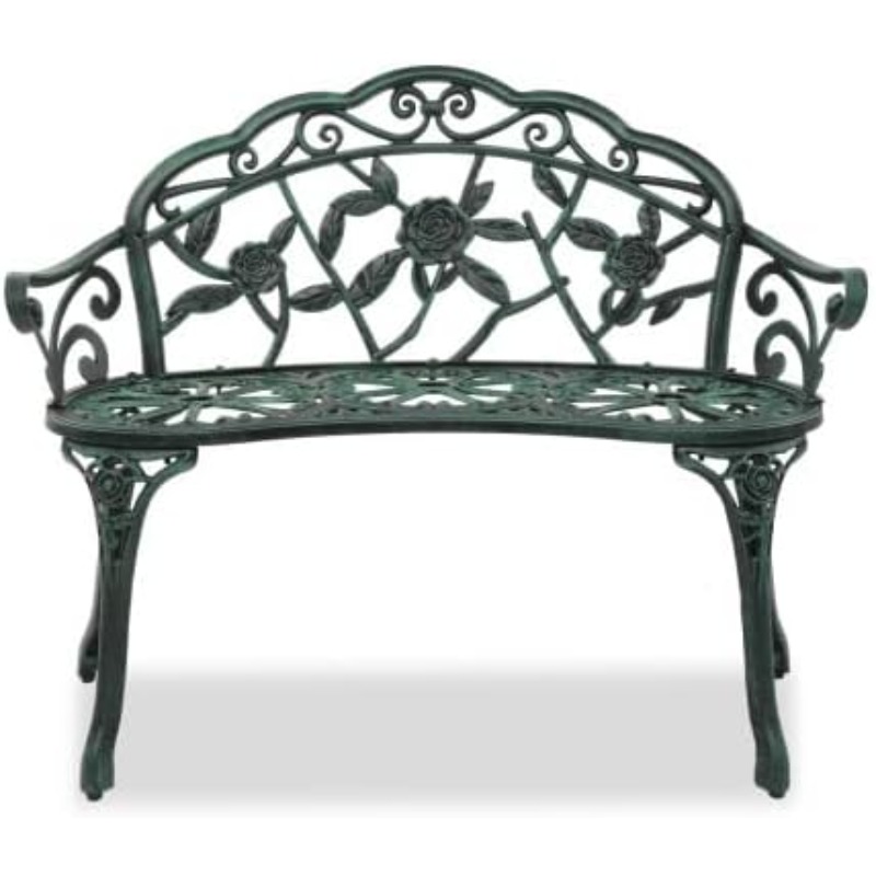 Bonnlo Outdoor Garden Bench Compatible For Terrace, Balcony & Patio - Heavy-duty Cast Aluminum &, Pattern , Assembly, Low-maintenance, No Wood (garden Furniture)