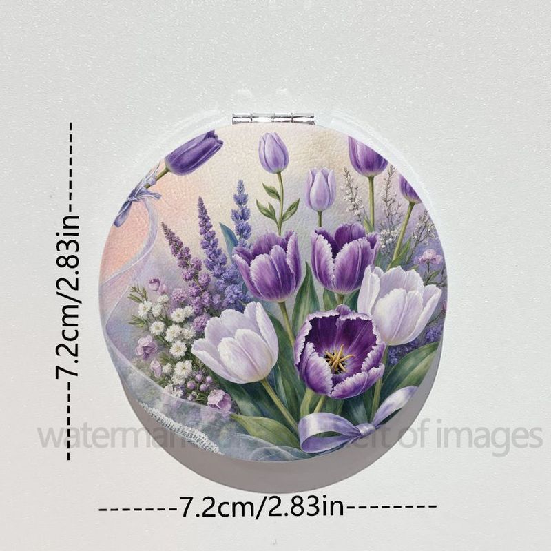 TEMU Compact Round Mirror - A Double-sided Folding Makeup Mirror, Convenient For Travel With A Stylish , Great For Handbags, Pockets, And Purses - An