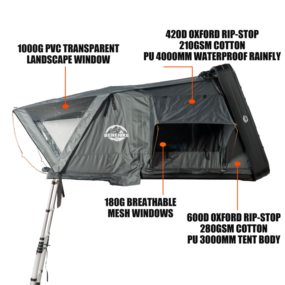 bivvyy v2 quick   up hardshell roof top tent heavy duty suv truck roof tent with tent fly weather camping shelter vehicle mounted for setup zippered door no external poles required Product details 9
