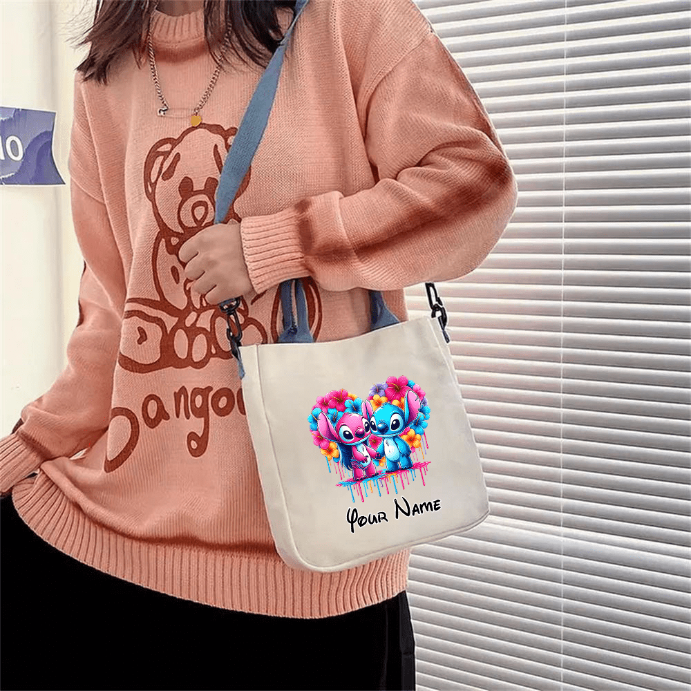 

[customization] 1pc Handbag, Personalized Name Customization Cute Cartoon Pattern Crossbody Bag, Suitable For Home, And Vacation Multi- Storage Cosmetic Bag