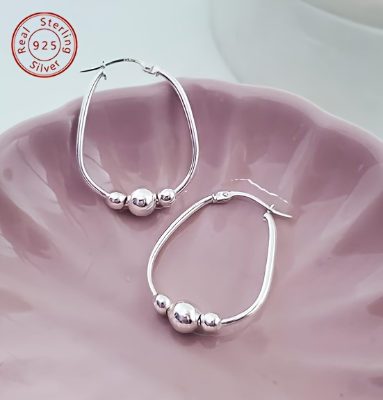 925 silver womens silver earrings fashionable hanging round earrings   womens jewelry casual attire party banquet jewelry birthday gifts valentines day christmas gifts gift box Product details 2