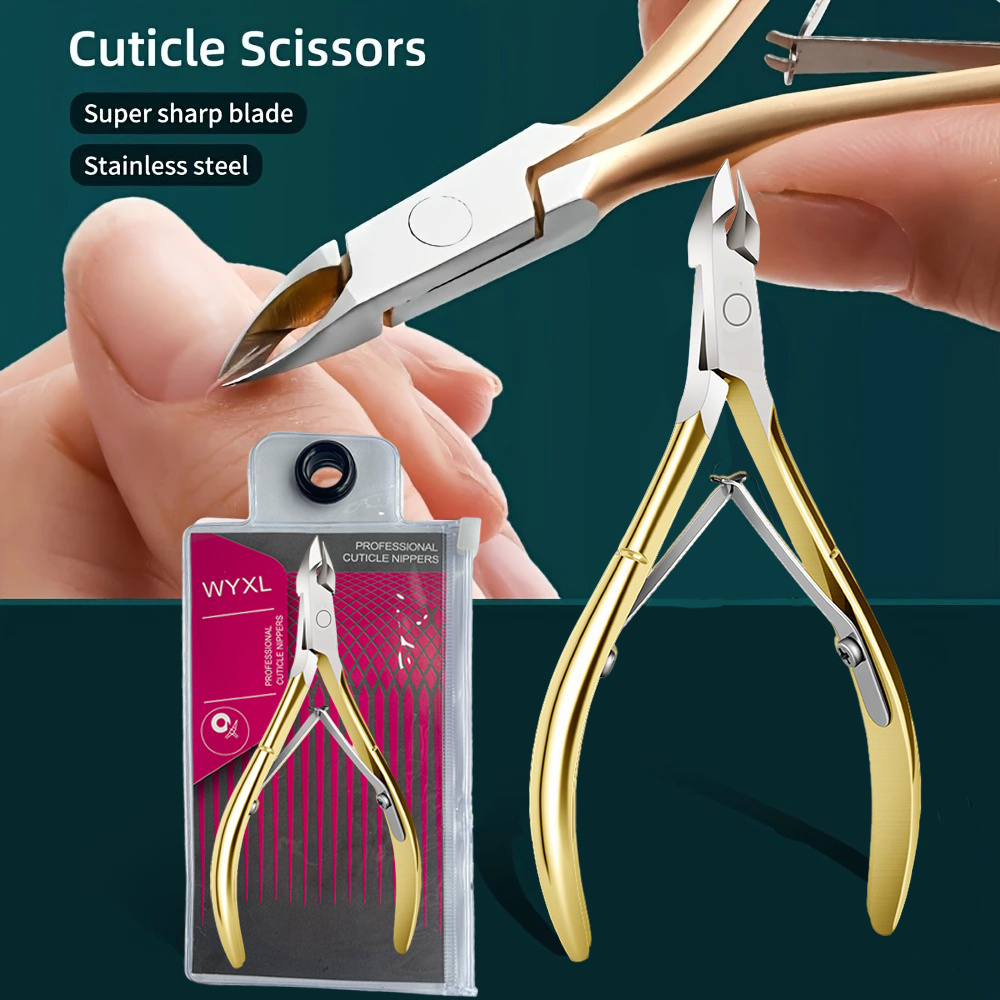 1 szt. złote super ostre nożyczki do skórek - precyzyjne narzędzie do manicure i pedicure do martwego naskórka, ostrza ze stali nierdzewnej, przenośny design, bez zapachu, pielęgnacja skóry, cążki do skórek