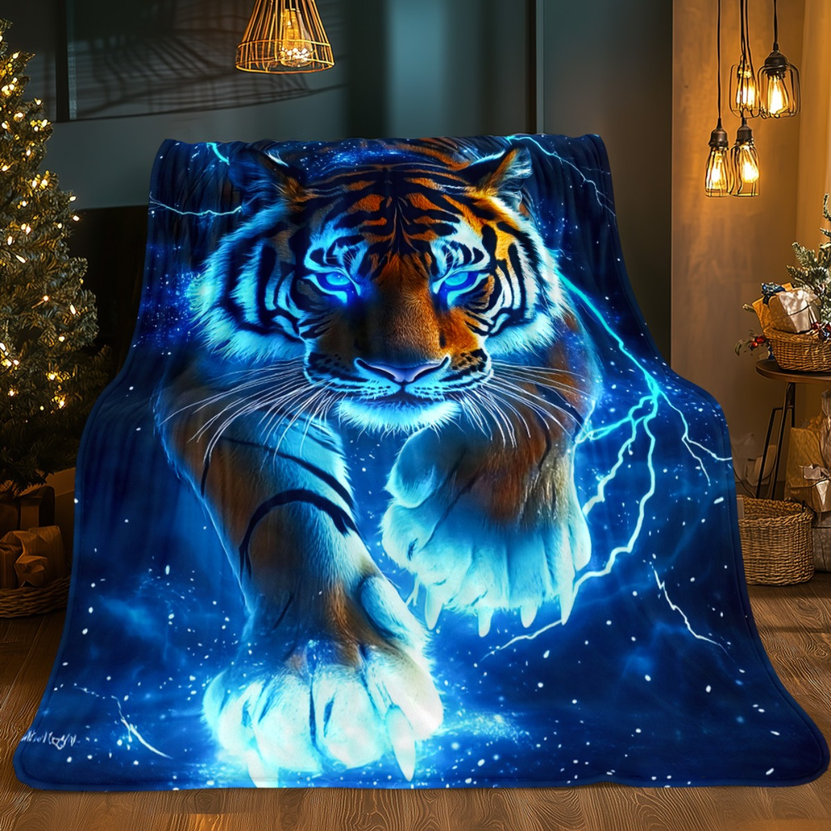 TEMU 1pc Tiger Portable Blanket | Lightweight Sofa Blanket, Suitable For Sofa Beds, Travel, Camping, Living Room, Office Sofas, Chairs, And Beds -