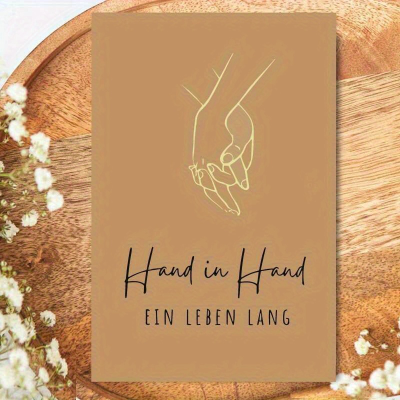 E-shop 1 Romantische deutsche Hochzeitseinladung – „Hand in Hand“ herzförmiges Design, für Verlobungen, kirchliche Hochzeiten Feiern, ein ideales