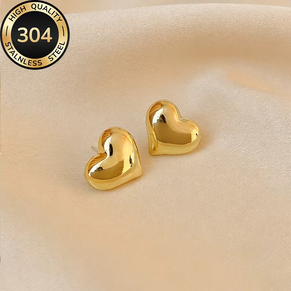 TEMU Orecchini a lobo a cuore in acciaio inossidabile qualit�, ipoallergenici, resistenti allo sbiadimento, facili e eleganti, adatti per l'uso o per