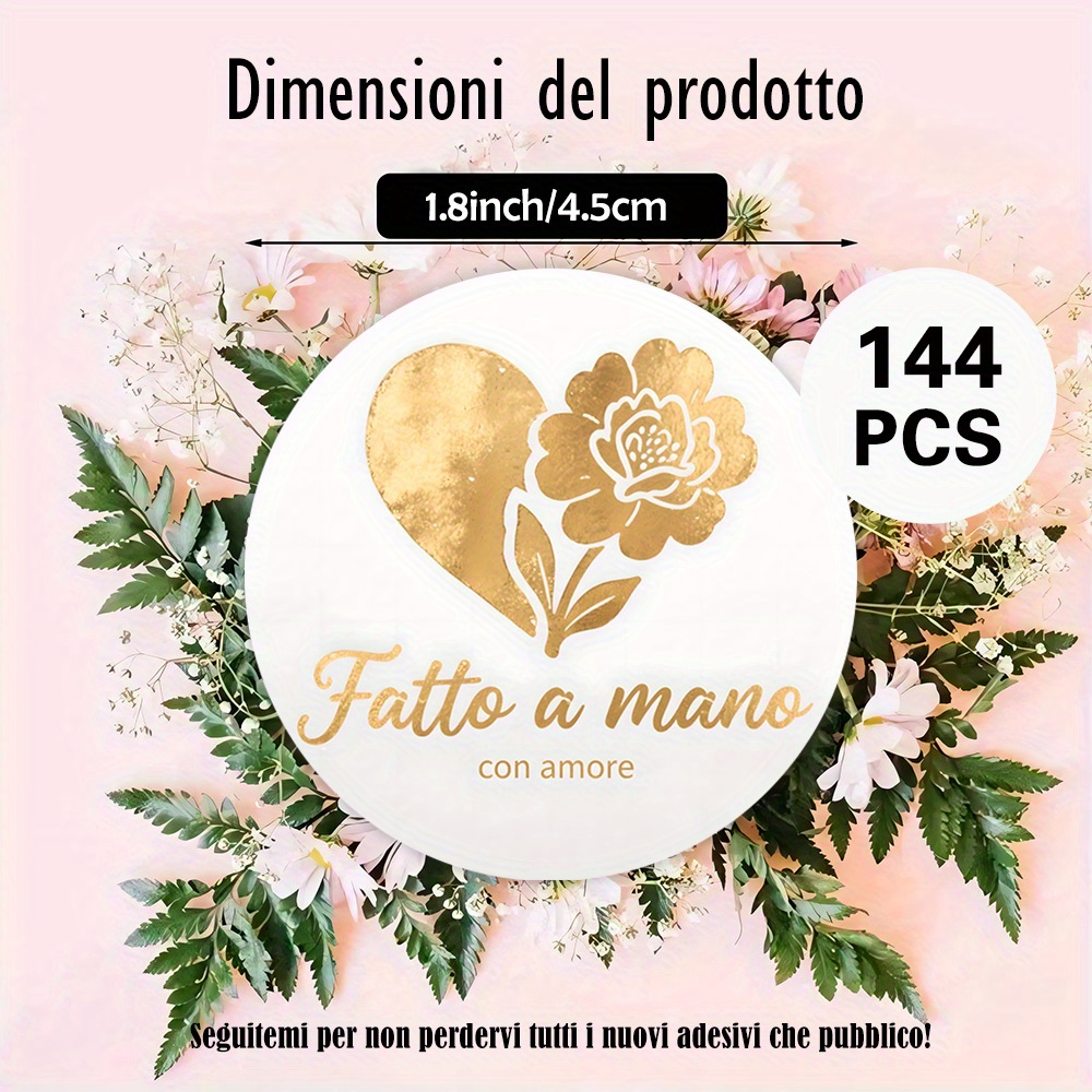 TEMU 48 pezzi, 96 pezzi, 144 pezzi di adesivi rotondi con la " a con amore" insieme a un cuore e una , progettati in uno stile lussuoso ed elegante,