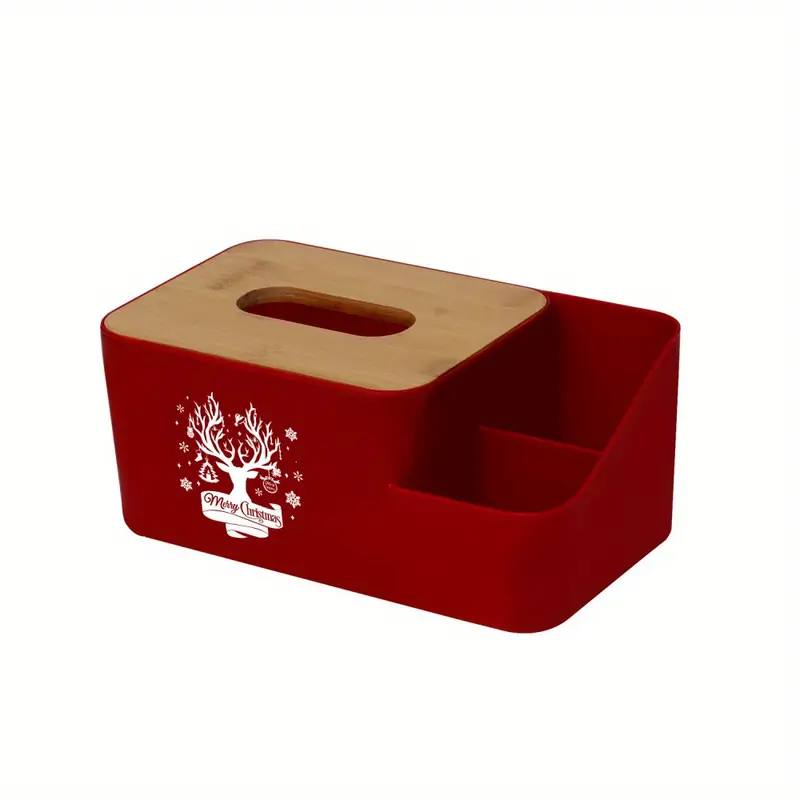 1pc festive christmas tissue box holder red plastic multi functional napkin dispenser with santa claus christmas ideal for living room desktop decor christmas decorations Product details 4