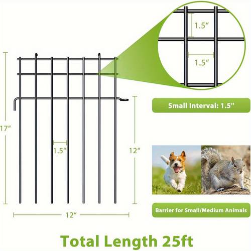 25 10 panels barrier fence decorative anti dig garden border with underground puppy blocker stakes adjustable outdoor pet containment for yard flower beds dog fence for outside vertical weatherresistant fencing