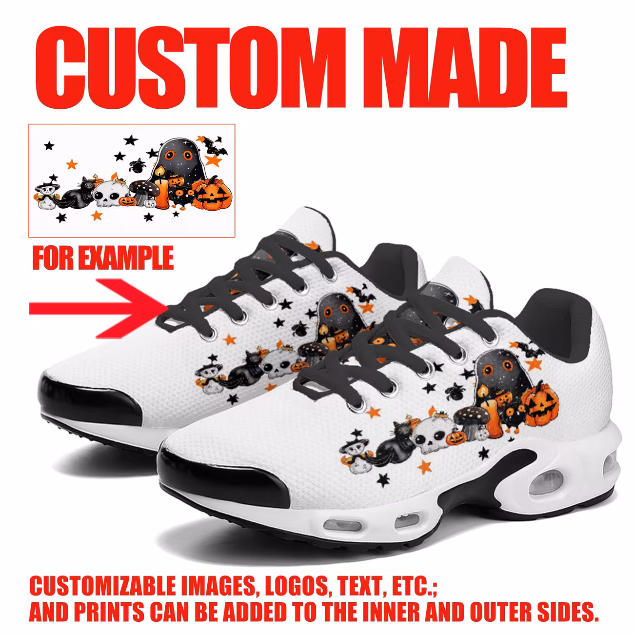 Halloween Custom Air Cushion Sneakers, Perso...