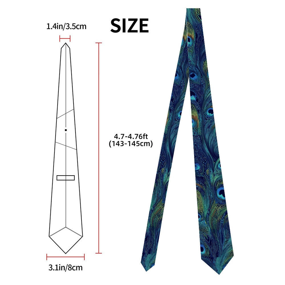 TEMU 1pc Peacock Feathers Art Print Tie â A Great Gift For Your Brother, Ideal For Birthdays, Casual Events, And Everyday Wear