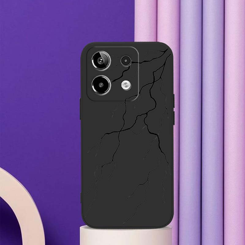TEMU Phone Case: Design Art Lightning Pattern Cover Gift For Xiaomi Redmi Note 14 13 12 12s 12r 12t Turbo Pro+ 4g 5g Soft Straight White Phone Case