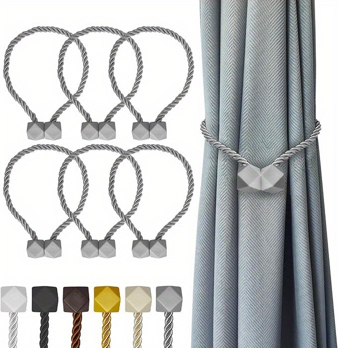 6 Pack Heavy Duty Magnetic Curtain Tiebacks - Strong Magnet Holdbacks for Thick Or Thin Curtains, Living Room, Bedroom, Office, Kitchen - Modern Window Drapes Clips (6 Pack), Living Room Curtain Holders, Modern Design, Durable Construction