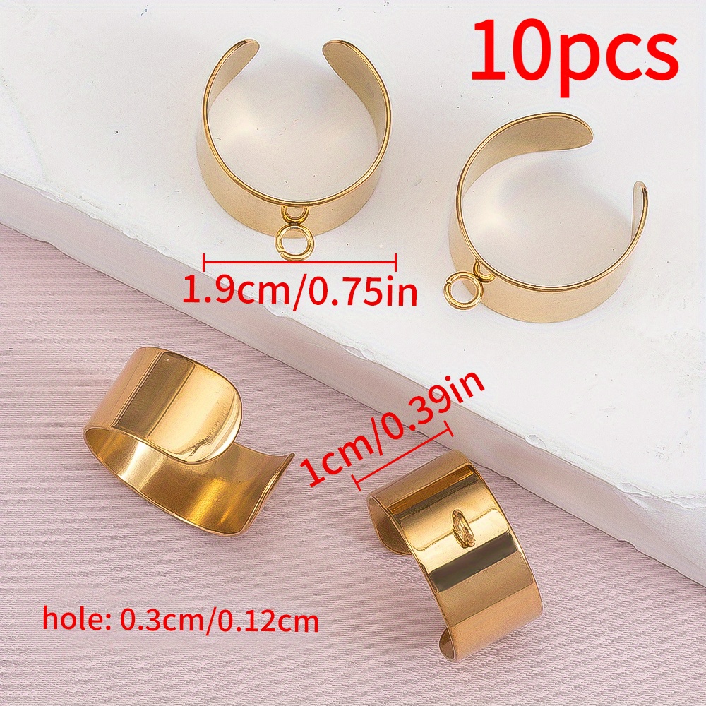 TEMU 10pcs Stylish Trend Stainless Steel Ring Ring Base With Used For Diy Decoration Accessories Ring Jewelry Making Findings