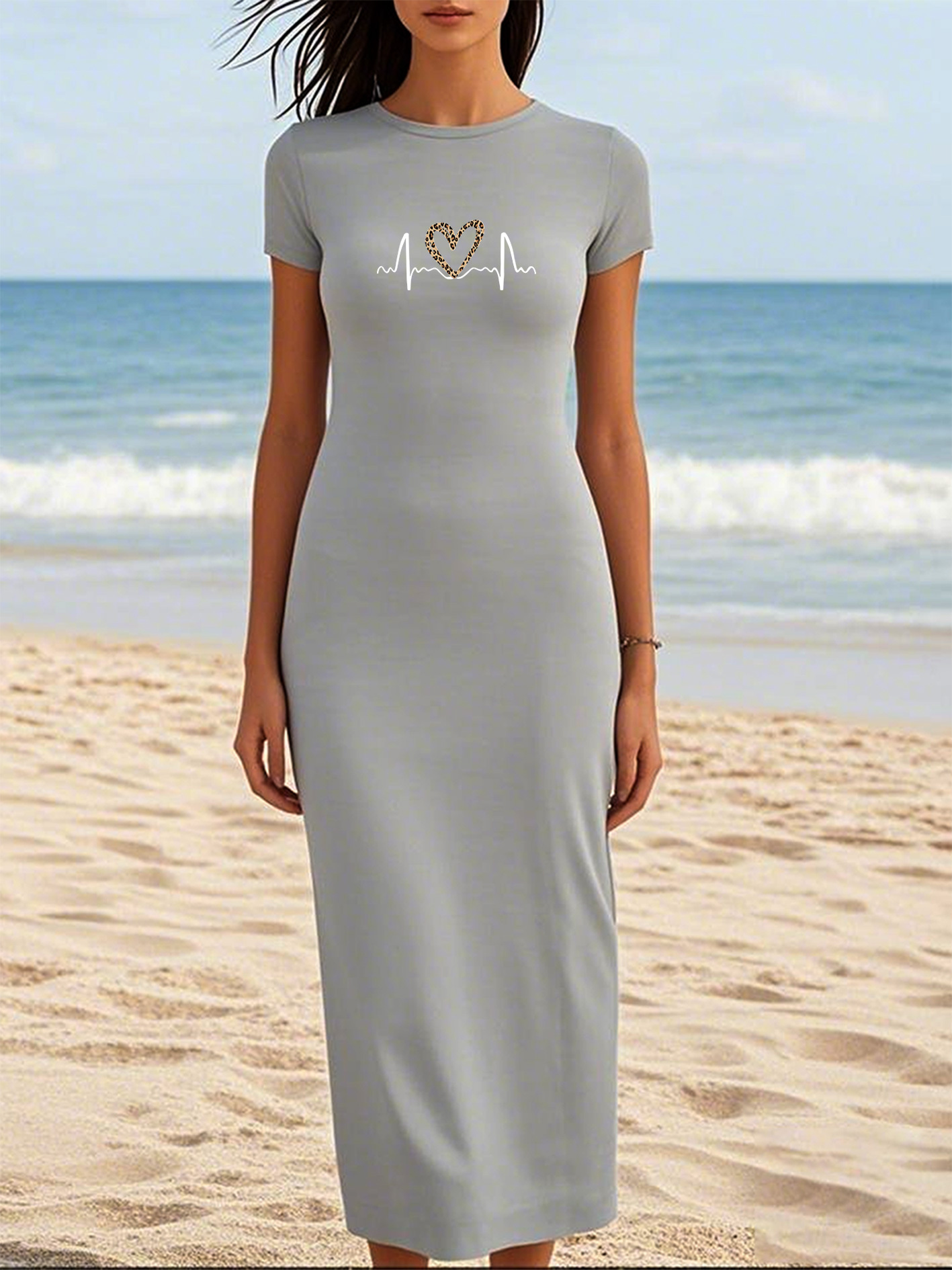 womens elegant geometric print bodycon dress round neck - Temu Oman