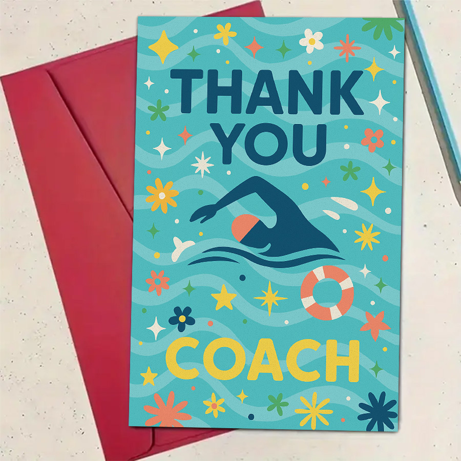 TEMU A Thank-you Card For Featuring A Swimmer Design, Perfect For Expressing Gratitude To A Swimming . An For Team Gifts And Sports Events To Show