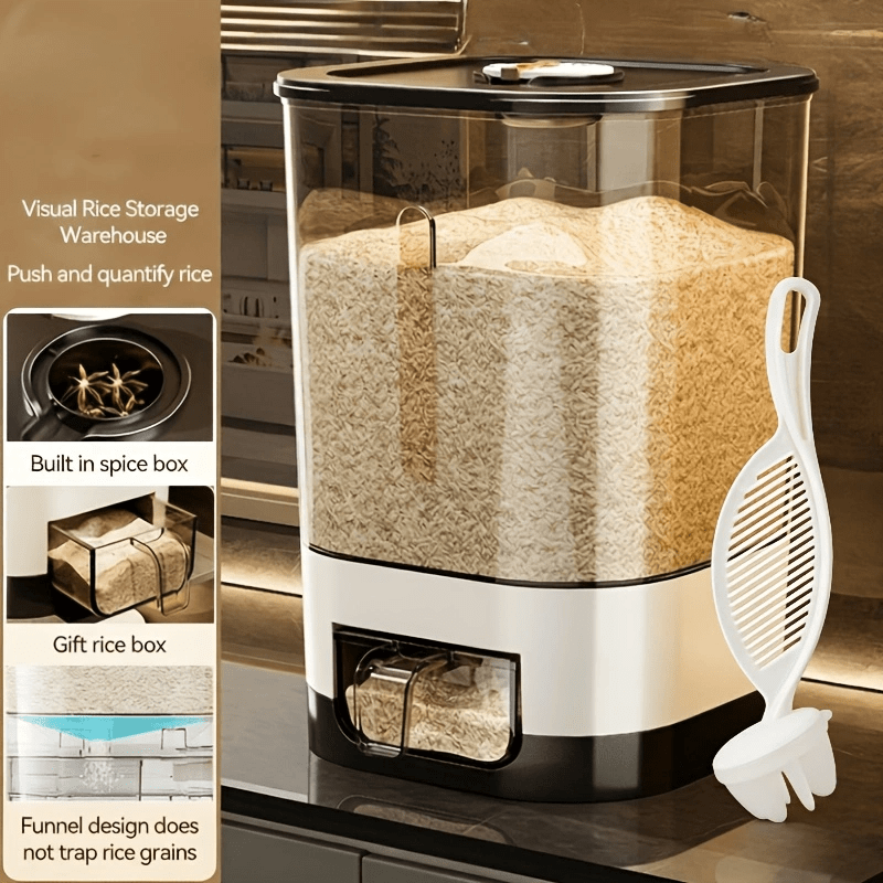 Automatic Rice Dispenser With Cup | Large Capacity Large-scale Suitable For Rice, Grains, Flour Storage & | Moisture-proof Sealed Container With Automatic Dispensing System Pantry,, Commercial Use