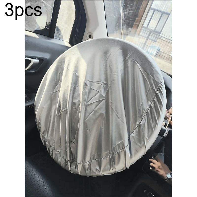 TEMU 3pcs High- Steering Wheel Sunshade, 16.54-inch Universal Fit, Dashboard And Windshield Heat Insulation Protector, Anti-scald Car Interior