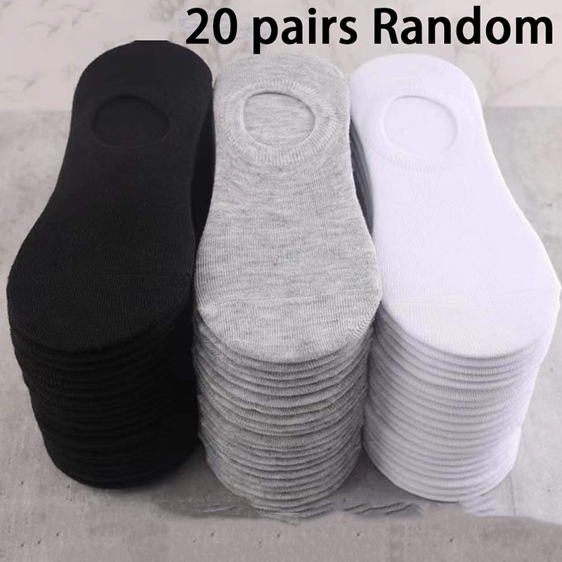 E-shop 40 Stück (20 Stück) Socken, Zufällige Farben, Kurze Herren- und Damensocken, Unsichtbare dünne Sommer-Bootssocken, Schweißabsorbierend,