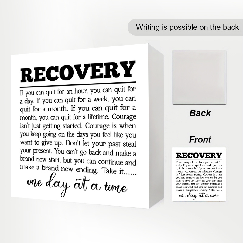 TEMU 1pc Pvc Tabletop Decor - Inspirational 'recovery 1 Day ' Quote Sign For Desk, Shelf, Office - Ideal For Sobriety Gift, Recovery Support,