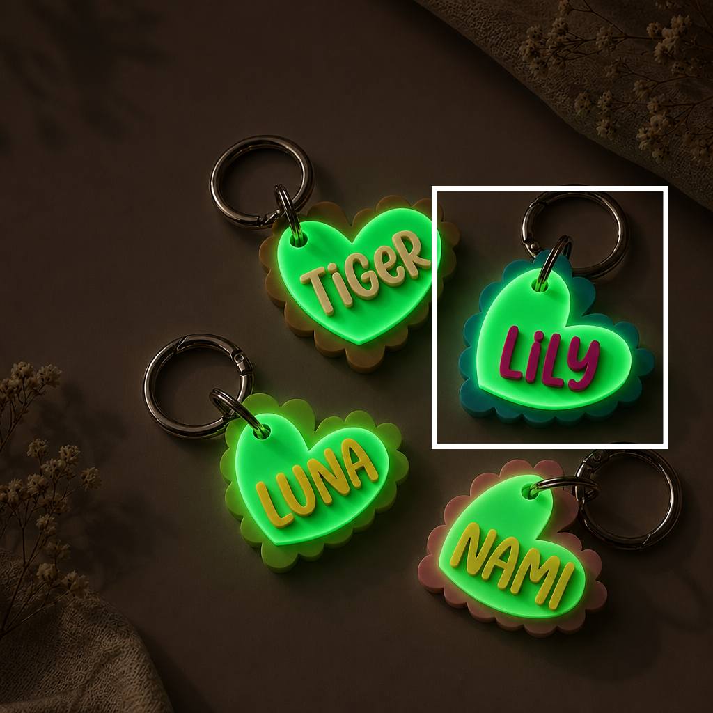 TEMU Custom Pet Glow Tags, Innovative High-brightness Luminous Design, Nighttime Continuous Glow And High Recognizability, Pet Anti-loss Collar Tags,