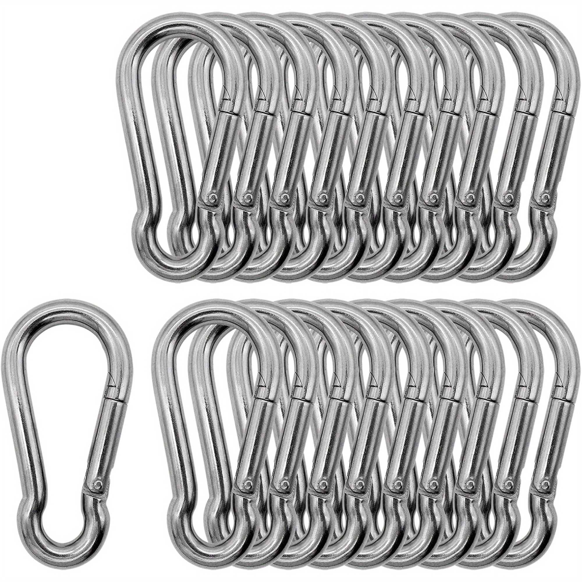 Image of 20 Heavy-duty Carabiner Set, Made Of 316 Marine-grade Stainless Steel, Designed To Be Durable And Rust-proof, Suitable For Uses Including Gyms, Swings, Dog Leashes, Hammocks, Keychains, Etc