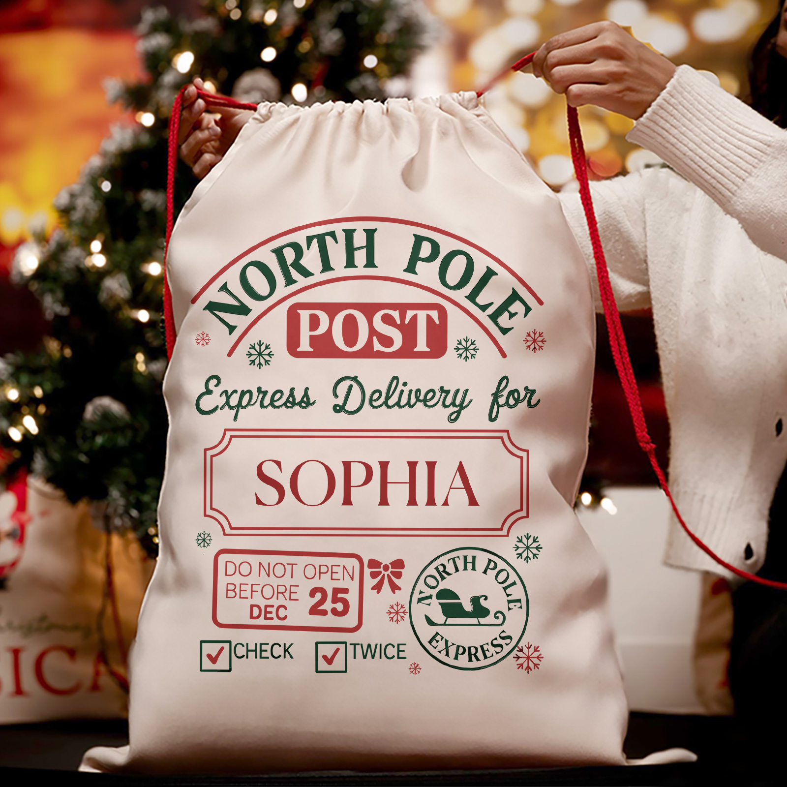 TEMU Gift For Her/him Custom Santa Sack Gift Bags, Personalized Name Party Bag Packs, Customized Christmas Perfect Gift Bag, Cute And Elegant Santa