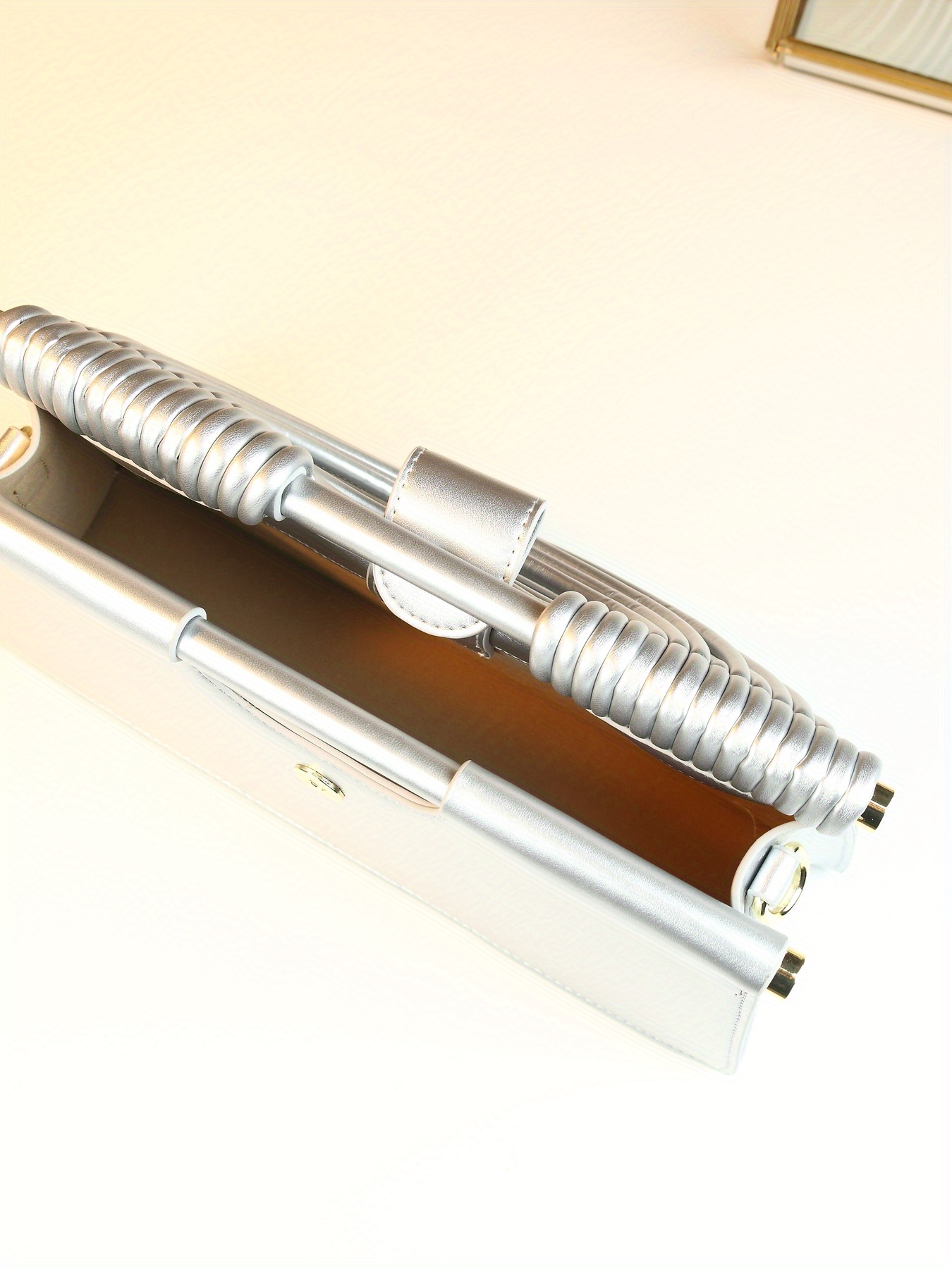 Stylish Solid Color Line Design Handheld Small Square Evening Bag for Women