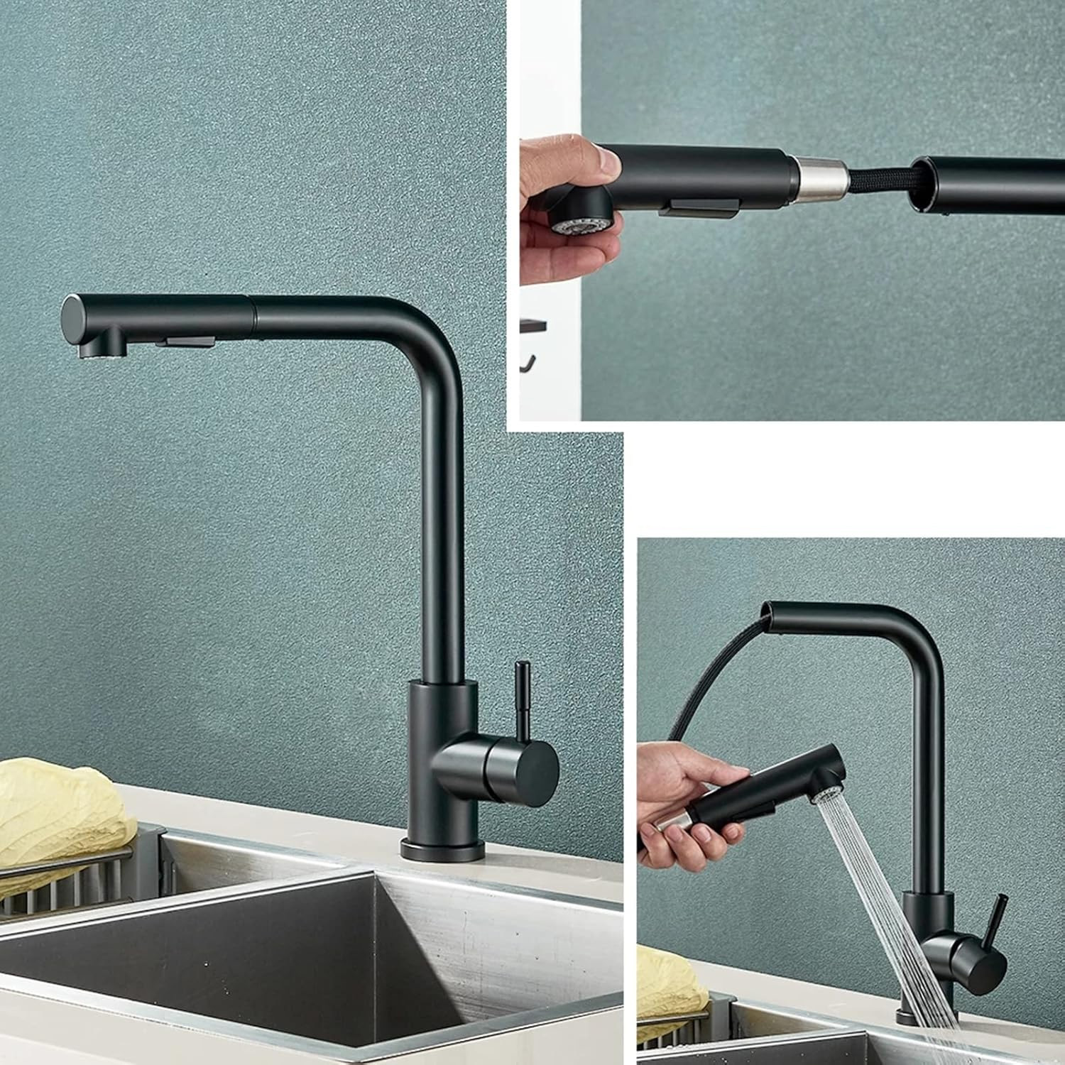 Image of 304 Stainless Steel Extendable Faucet With 2 Jet Options For Kitchen And Bathroom Sinks