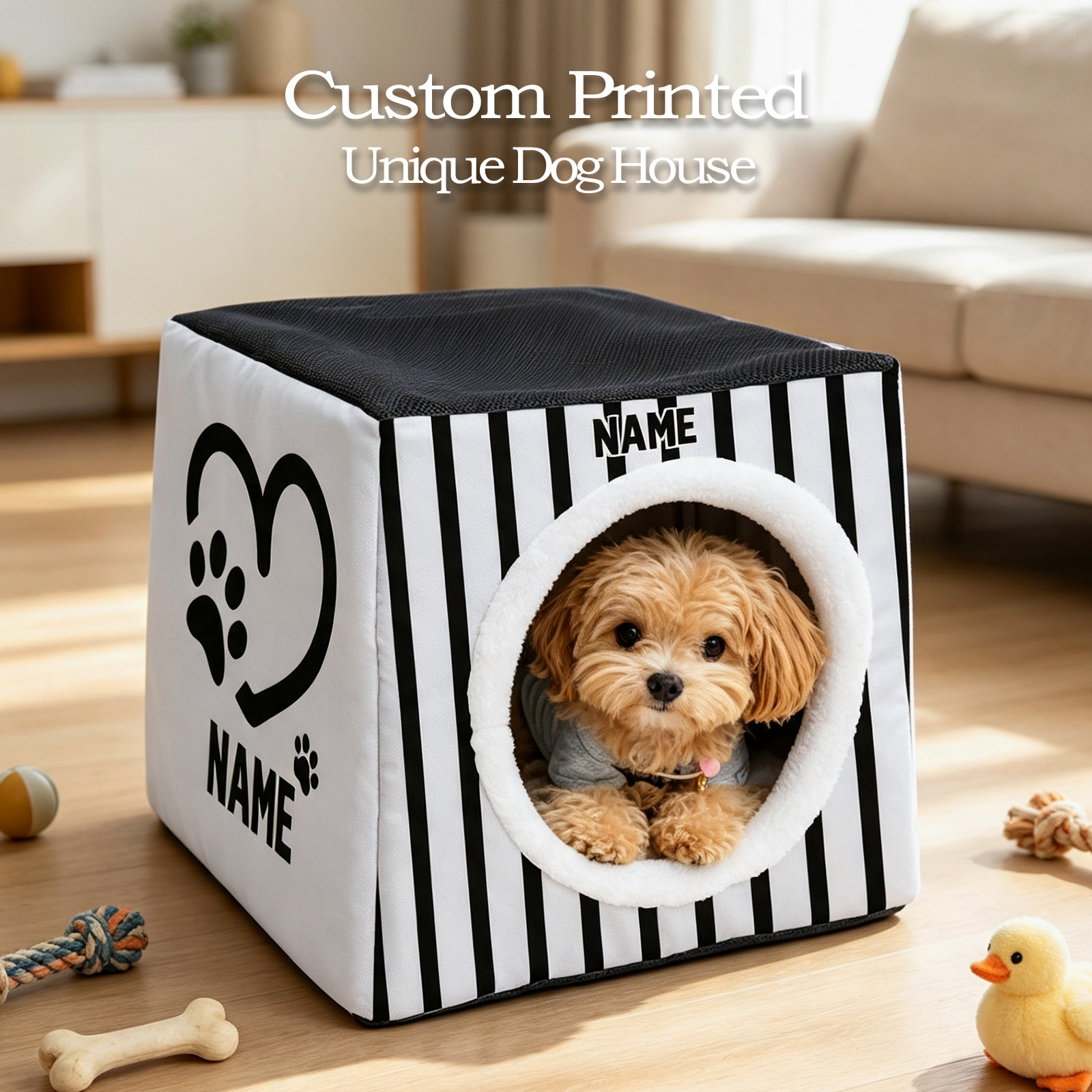 customizable custom dog bed cat house with   and warm pet sleeping space small dog house and cat house autumn   closed design pet gift pet lovers pet supplies heart shaped paw print pattern Product details 1